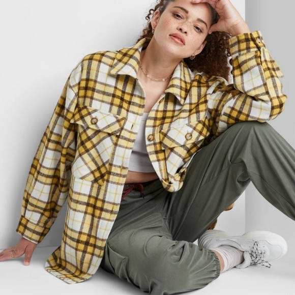 Wild Fable Yellow Plaid Shacket 